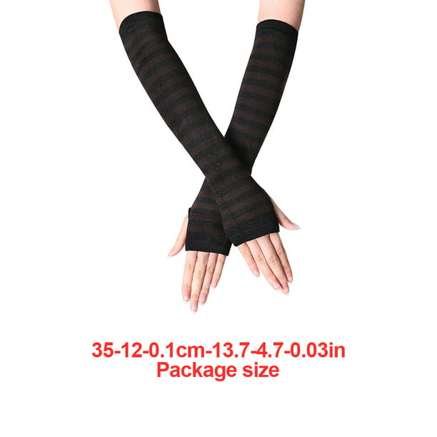 Matsuzay 1 de guantes sin dedos para niña, guantes de punto cómodos de estilo cubiertas de brazo para cubierta de mano para al Suministros térmicos Café negro Matsuzay