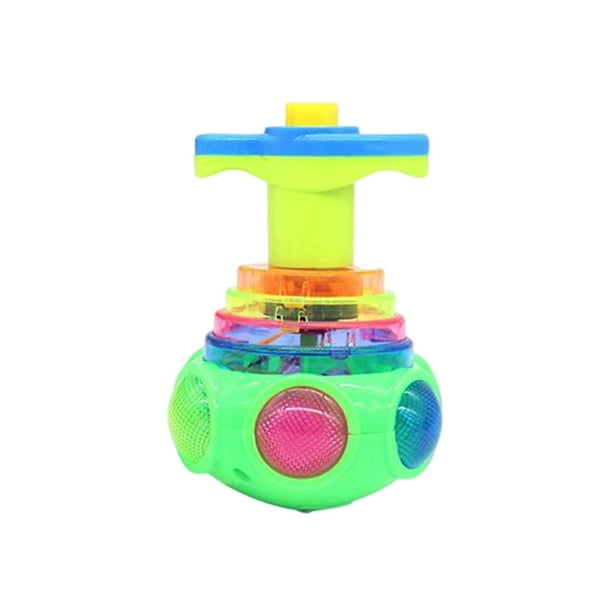 Vogacara Trompos clásicos Juguete Luz LED Música Gyro Juguete Mano Empuje  hacia abajo Top LED Flash Gyro Niños Niño Juguetes intermitentes  Videojuegos portátiles Vogacara FN0412-00B