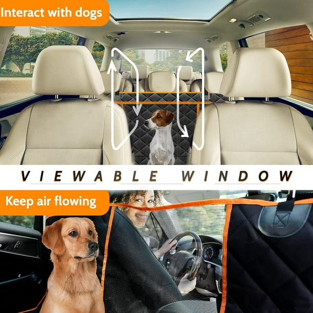 Funda para asiento de coche para perros, protector de asiento trasero,  protector de asiento trasero antideslizante impermeable con ventana y  bolsillo, 146 × 137 cm
