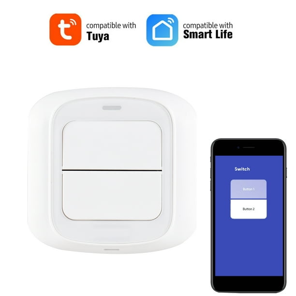 Interruptor Inteligente WiFi con 2 pulsadores. Disponible en blanco o  negro. App Smart Life o Tuya.