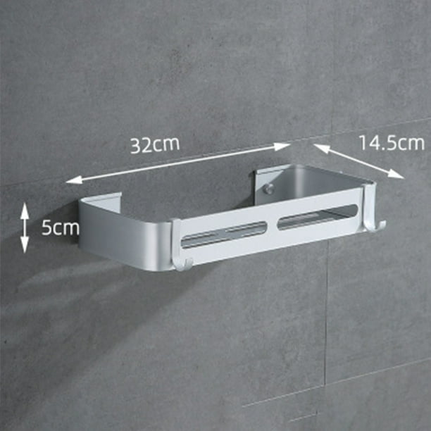 No Drilling Bathroom Shelves With Removable Hooks Aluminum Adhesive Shower  Caddy Storage