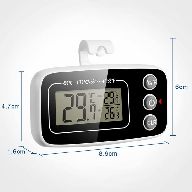 Mini termómetro para refrigerador, monitor digital de temperatura para  refrigerador y congelador con gancho y pantalla LCD grande para interiores  y