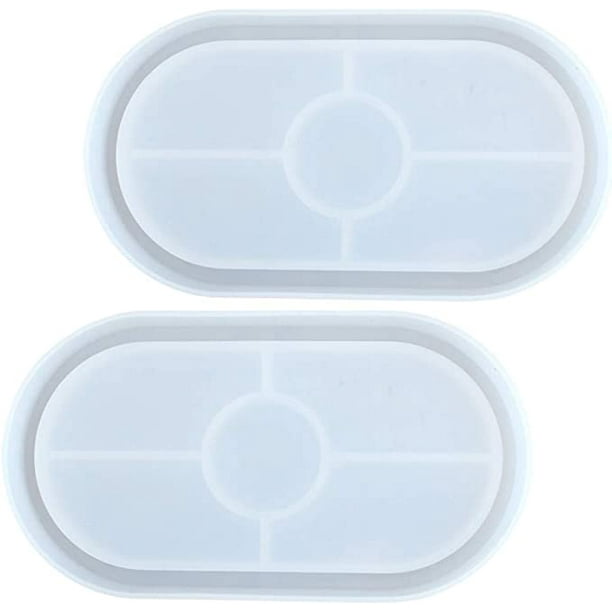 2 moldes de resina de silicona para bandejas de bricolaje, moldes ovalados  para hacer joyas, molde de fundición de resina epoxi transparente para