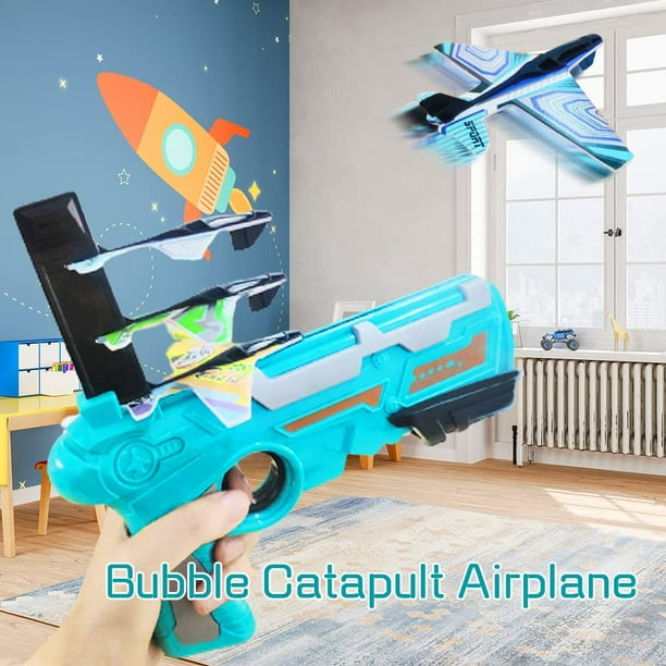 Juguete de avión, lanzador de avión, modelo de eyección de un solo clic,  avión de espuma, con 2 aviones grandes, juguetes deportivos al aire libre