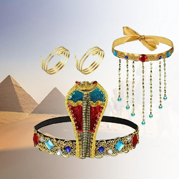 Geyoga 4 accesorios de disfraz egipcio para mujer, incluye diadema de  princesa egipcia, diadema de serpiente, cinturón egipcio para mujer,  suministros