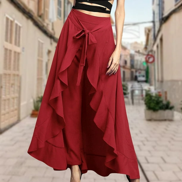 Faldas Largas Fiesta para Mujer Suelto Casual Faldas Largas De Gasa Cintura  Elástica : : Moda