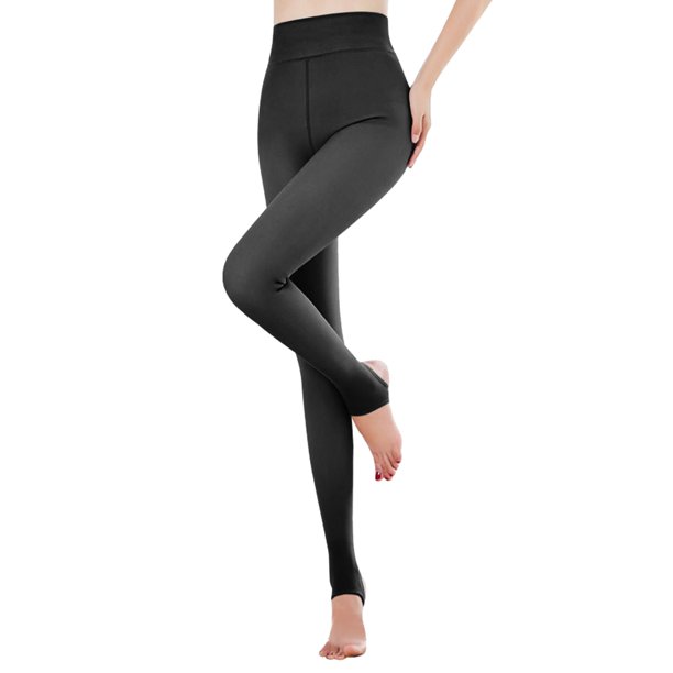 Mallas térmicas de cintura alta para mujer Leggings cálidos de lana color  negro para invierno medias