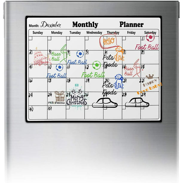Calendario mensual de borrado en seco, calendario magnético grande,  planificador anual en blanco sin Ormromra CZBG-HQ57