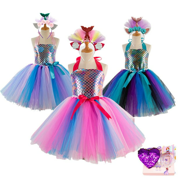 Disfraz de sirenita para niñas, vestido de princesa Ariel, Halloween,  Carnaval, fiesta de cumpleaños, ropa de bebé zhangmengya unisex