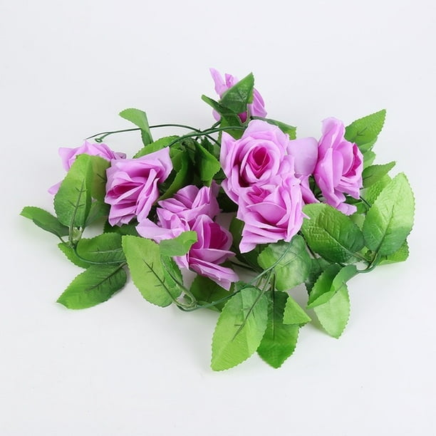 2 guirnaldas de rosas artificiales, hojas de seda sintética, vides, flores  de simulación con hojas verdes para decoración de bodas, fiestas