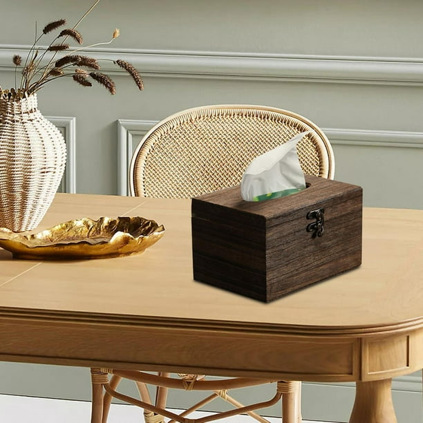 Caja de pañuelos con cubierta de madera para mesa, organizador de  escritorio para pañuelos de papel
