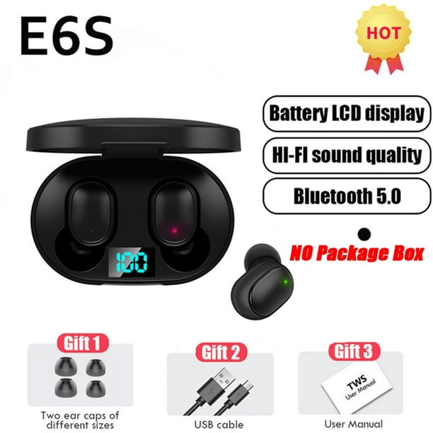 Auriculares IN EAR Bluetooth E6S TWS Bluetooth 5.0 con caja de carga Audio  Auriculares Inalambricos