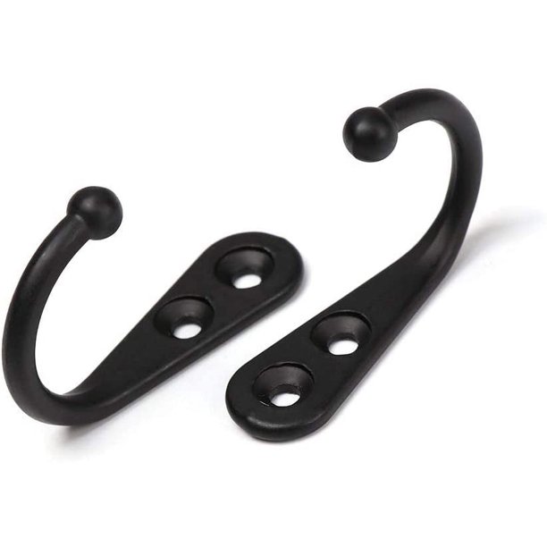 10 Uds ganchos individuales ganchos de pared negros perchero negro equipado  con tornillos de montaje