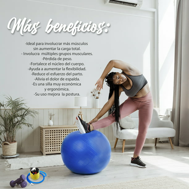 Pelota Pilates Yoga Azul 60 Cm Fitness + Bomba Manual