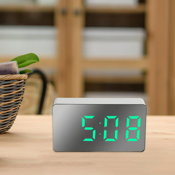 Reloj despertador digital doble con pantalla de espejo grande, radio reloj  para el hogar, dormitorio, oficina