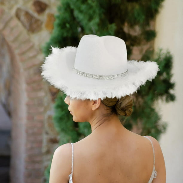 Sombrero vaquero parpadeante de de imitación para novia, ligero, portátil  para , fiestas de disfrace Hugo Sombrero de vaquero
