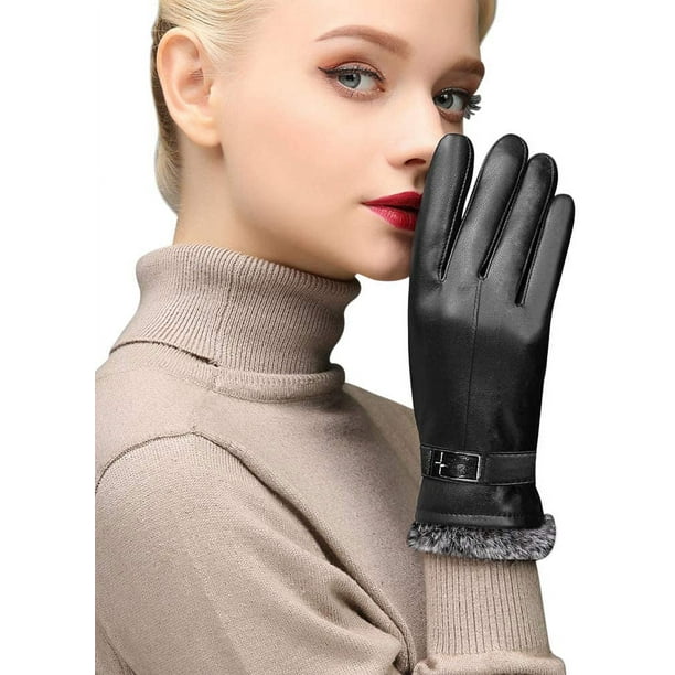 Guantes de piel para mujer, guantes para pantalla táctil, guantes de  invierno para mujer (medianos) Adepaton CJWUS-1077