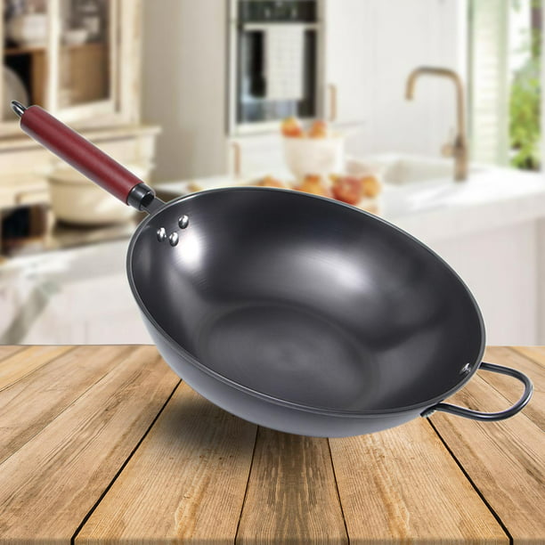 Wok de cocina, mango largo sin transferencia de calor, y sartenes,  utensilios de cocina de hierro fundido, para inducción, Gas 34cm Macarena  sartén wok