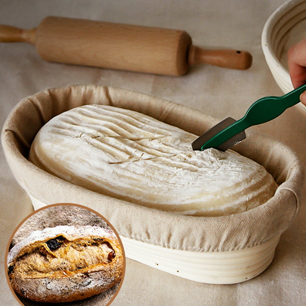 Banneton ovalado de ratán, herramientas para hornear, fermentación de masa,  cesta de prueba de pan (A)