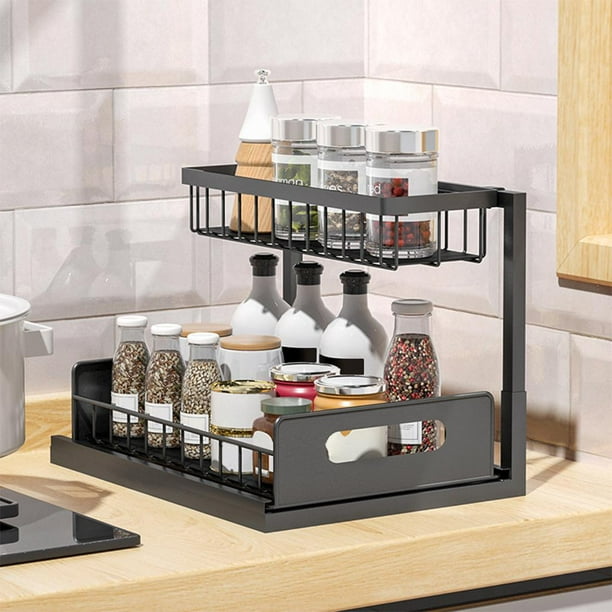 Rev-A-Shelf Organizador de estante extraíble para gabinetes de cocina o  baño, almacenamiento de despensa de relleno de madera o estante de  especias