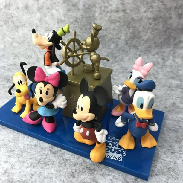 Figuras de acción de Disney, juguetes de Mickey Mouse, Minnie, Pato Donald,  Daisy, Pluto, Goofy, modelo de muñeca de regalo, decoraciones de pastel de  coche, 6 piezas por juego - AliExpress