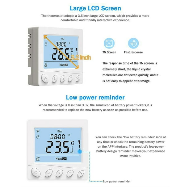 Termostato Irfora Termostato de caldera inteligente WIFI con receptor  Pantalla LCD de 3,2 pulgadas Termostato inteligente con aplicación y  control de voz Termostato programable digital