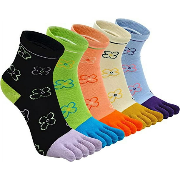 Calcetines con dedos para mujer, 5 pares (36-40) Calcetines deportivos de  algodón con dedos separado JM