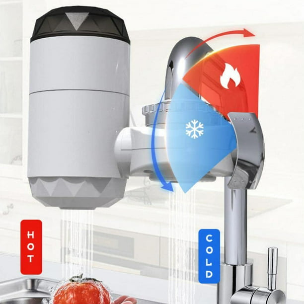  Calentador de agua eléctrico instantáneo, grifo caliente para  el hogar, cocina, calentador de agua instantáneo, tanque menos para grifo,  calentadores de agua de cabeza eléctrica LED para cocina del hogar 