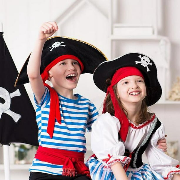 48 piezas de sombrero de pirata de Halloween, accesorios de fiesta de  pirata para niños, disfraz de pirata de papel, sombrero de fiesta de  calavera