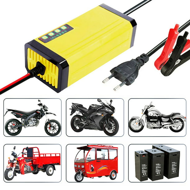 Cargador de batería 12V 2A Coche Moto Cargador de batería Pantalla LED (UE)  Likrtyny Accesorios para autos y motos