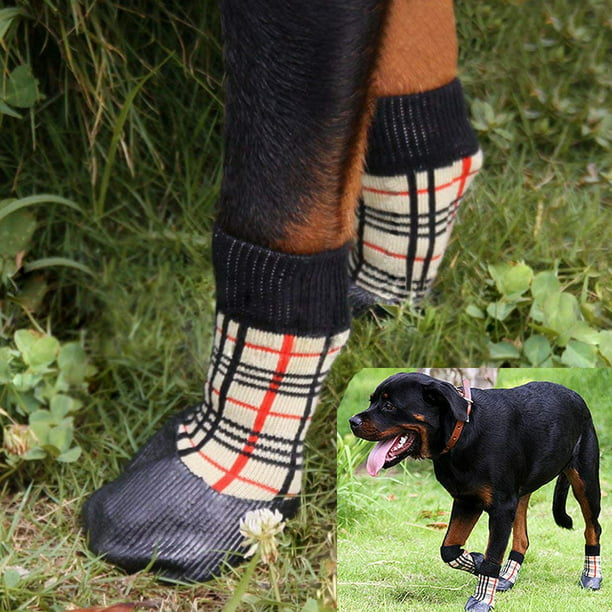Botas para perros, 4 piezas, calcetines para perros, calcetines  antideslizantes para perros, calceti Rojo Verde