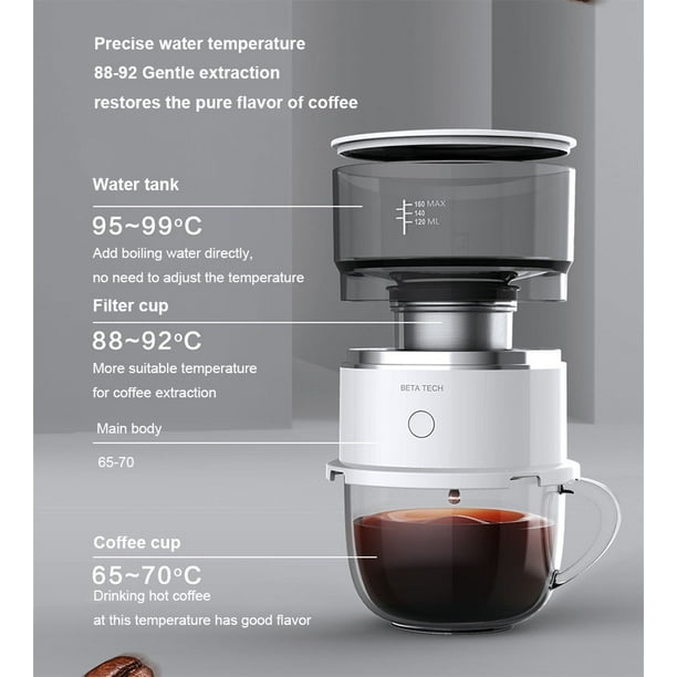 Cafetera automática para el hogar, cafetera de goteo de 8.1 fl oz, 1400 W,  mini cafetera americana, temperatura constante de 185.0 °F, silenciosa