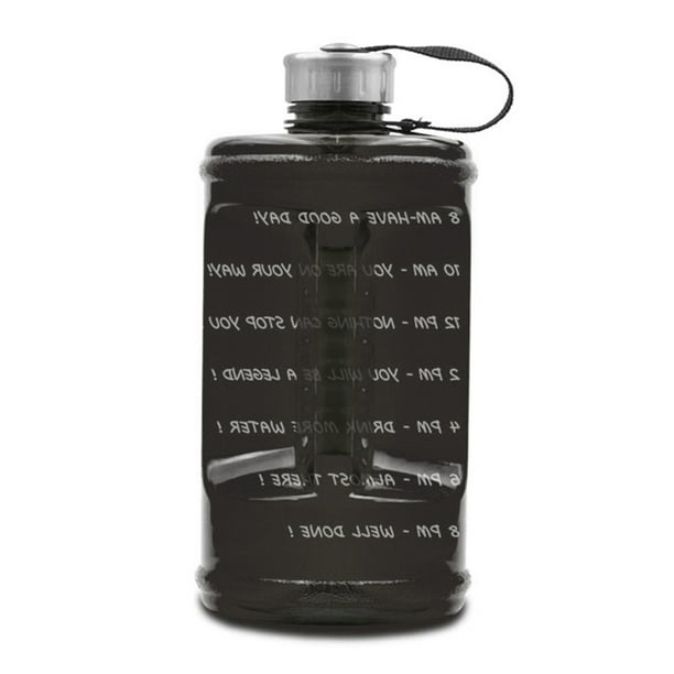  Botella de agua deportiva de 2,2 l con recordatorio a prueba de  fugas y agua grande para acampar deportes entrenamientos y actividades al  aire libre (negro)