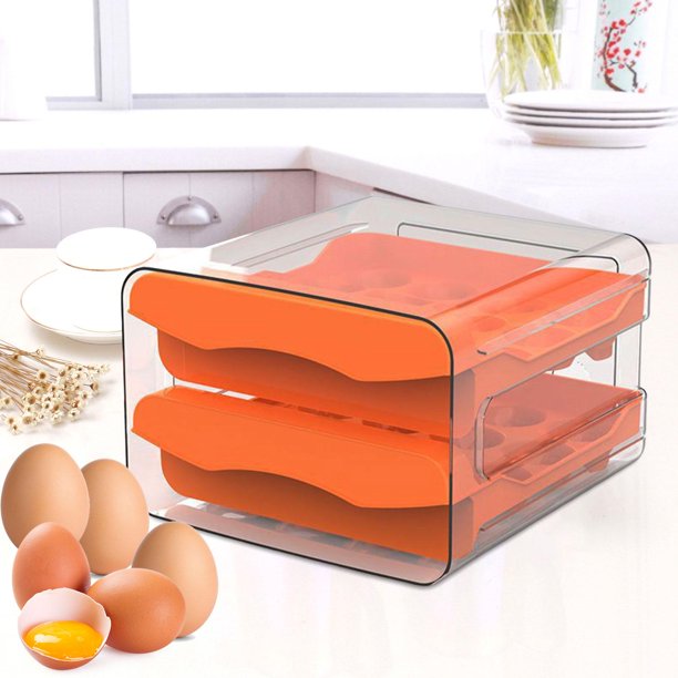 Paquete de 8 organizadores de refrigerador, apilables con tapas, soporte  para huevos, contenedores de almacenamiento para refrigerador, contenedor  de