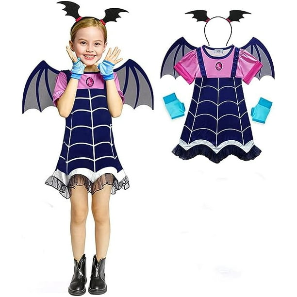 Disfraz de niña vampiro Disfraz de Halloween Vestido de alas negras con  diadema de murciélago y guante para fiesta Halloween Carnaval Cosplay Bruja  Ropa para niños (Tamaño: 140) TUNC Sencillez