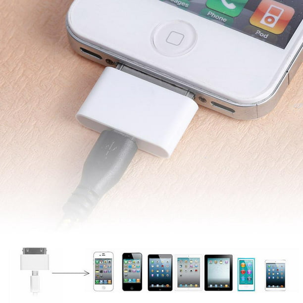 Portátil blanco Micro USB a ultraligero práctico para Apple 30 Pin