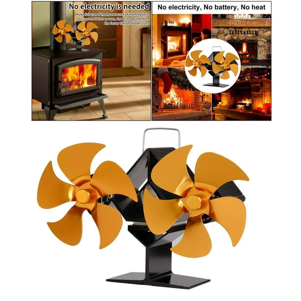 Ventilador de estufa de accionado por calor Funcionamiento silencioso  Chimenea ecológica Quemador de leña y leña Ventiladores de chimenea - NEGRO  BLESIY Ventiladores de estufa