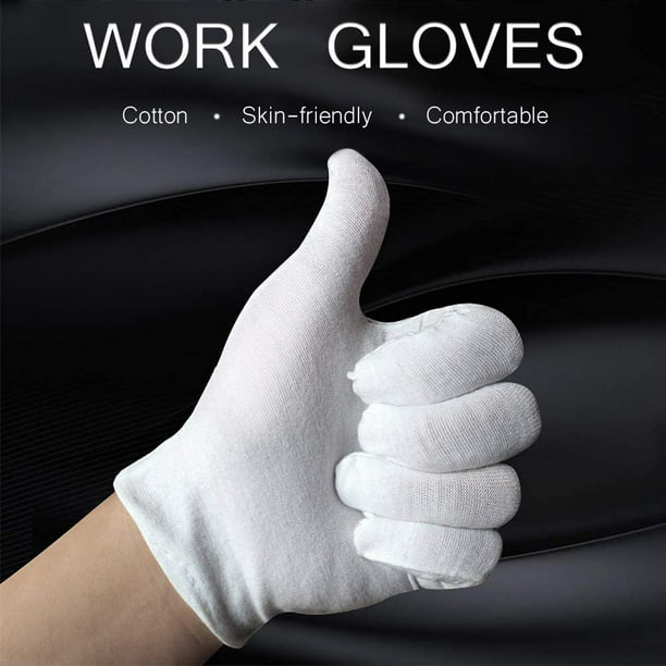 12 pares de guantes blancos de algodón, guantes de algodón suave, guantes  de trabajo transpirables para mujer Ormromra LN-0934