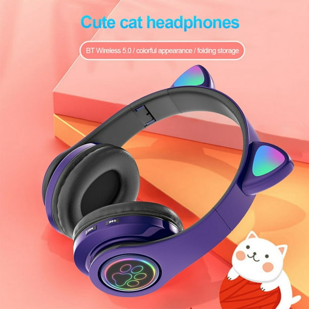 Audifonos Para Niña Nina Con Orejas De Gato Bluetooth Inalambricos