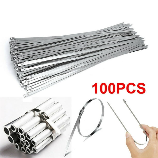 100 piezas de bridas para cables de material acero inoxidable