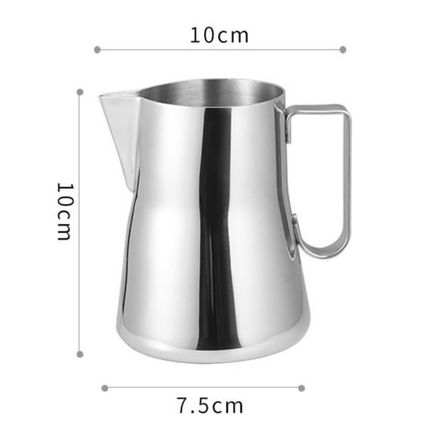 XDENGP Jarra espumadora de leche espresso para Latte Art de 15.2 fl oz/15  onzas, taza espumadora de acero inoxidable para barista, jarra de crema de