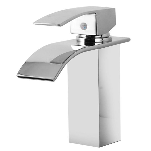 Grifo de baño de cascada, grifo de lavabo montado en la pared, grifo  mezclador de latón para lavabo de baño de una sola manija, grifo de lavabo  de