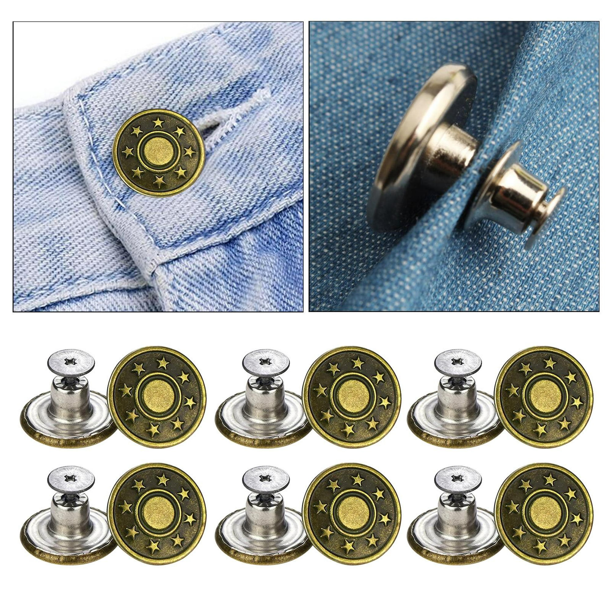 12 7mm Botones de Metal a Presión para Pantalones Pernos de Reparación de  Repuesto con Destornillado perfecl Botón de los pantalones vaqueros