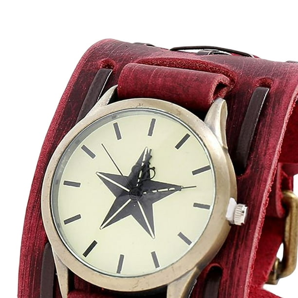 Reloj de Punk Vintage para hombre, brazaletes de reloj para hombre, correa  de cuero ancha, correa de reloj cómoda para hombre, Sunnimix Reloj de  pulsera