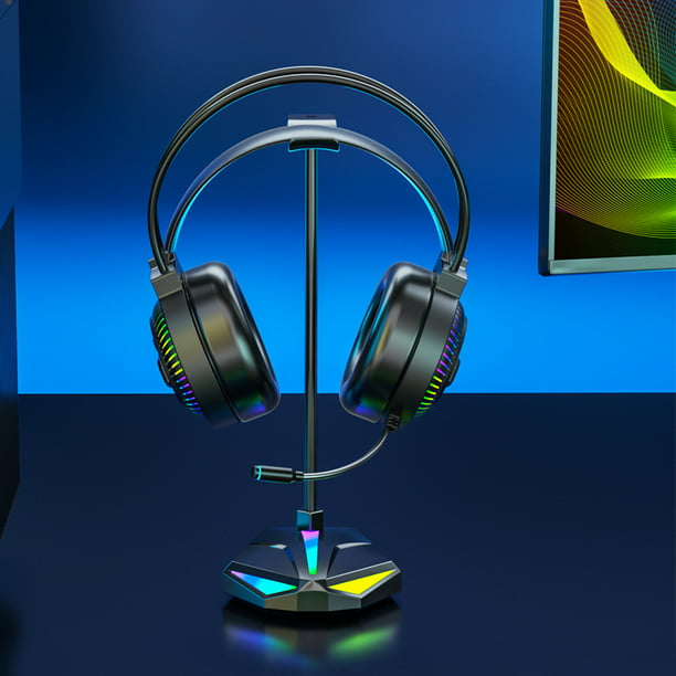 Soporte para audifonos con luz rgb auriculares mesas gaming gamer