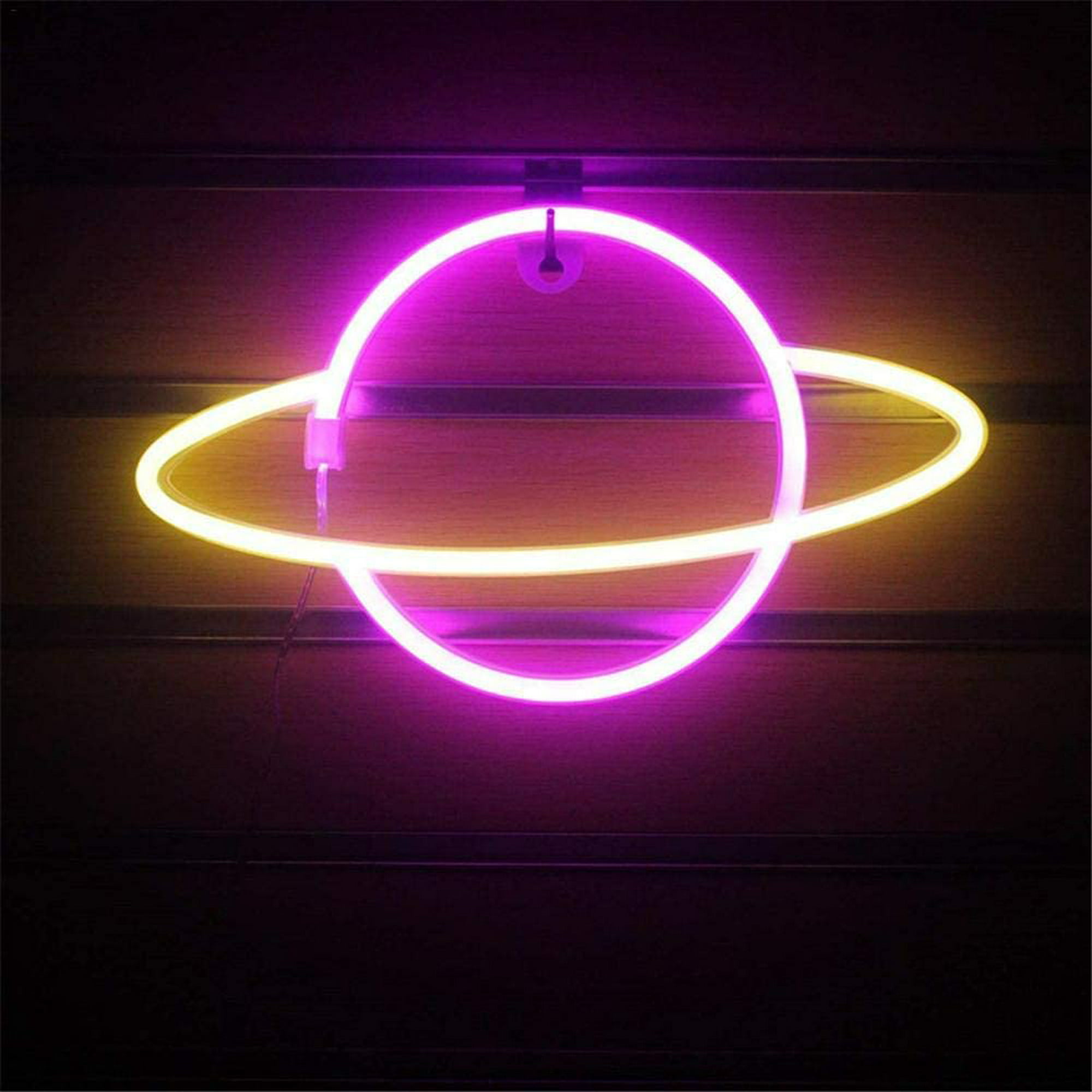 Lámpara de mesa LED Neon Saturn funciona con pilas