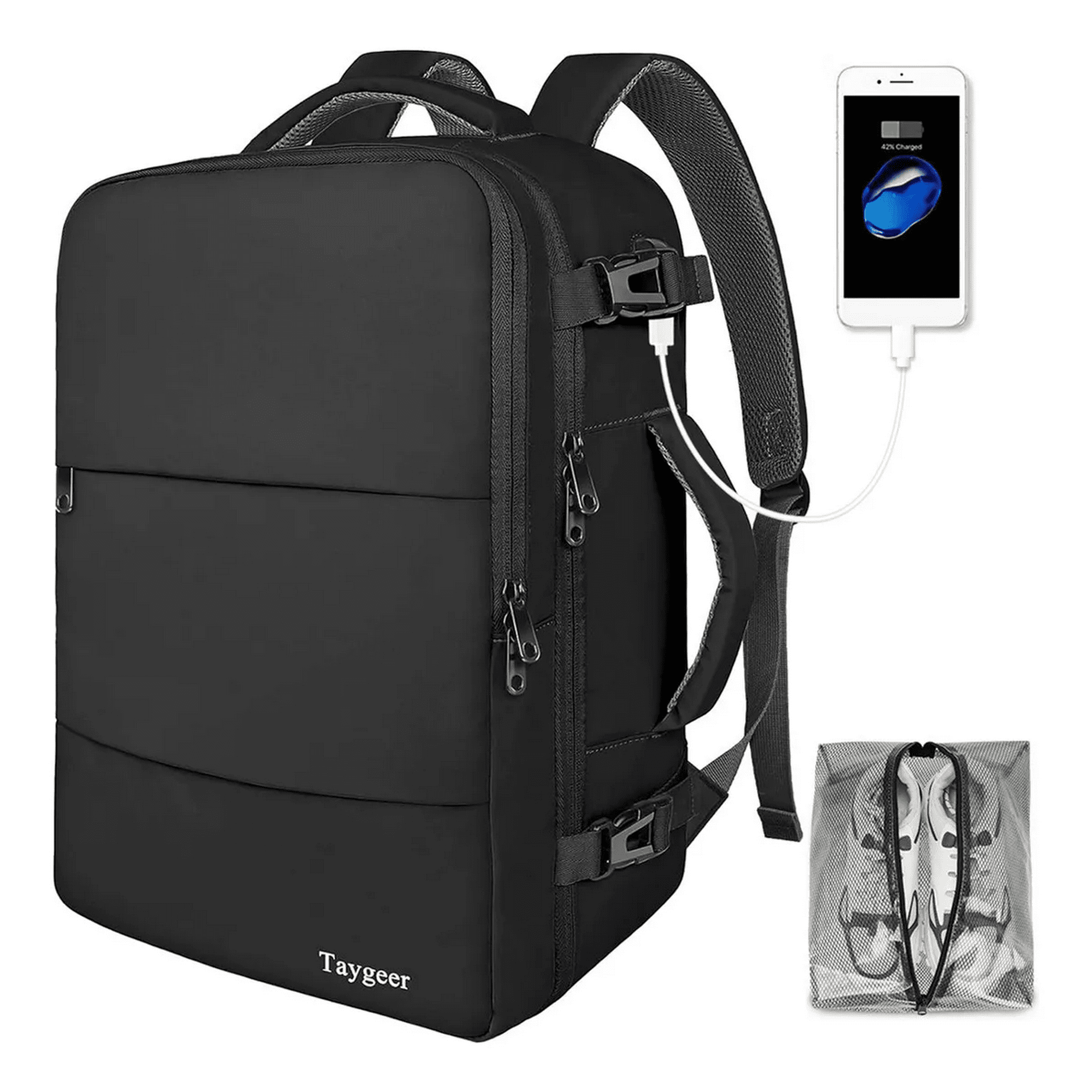 Mochila de viaje laptop 15.6 pulgadas aprobado por avión 10kg antirrobo impermeable xtellar negro