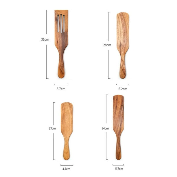 Juego de utensilios de cocina saludables, herramientas de cocina de madera,  espátula y cucharas de madera dura antiadherente natural, duradera