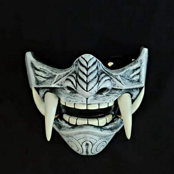 máscara japonesa demon samurai kabuki devil half face mask cosplay yongsheng