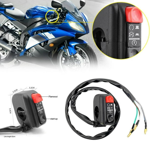 Juego de interruptores de botón de manillar de motocicleta de 7/8 pulgadas  izquierda + derecha de encendido del motor, luz de bocina, ajuste universal
